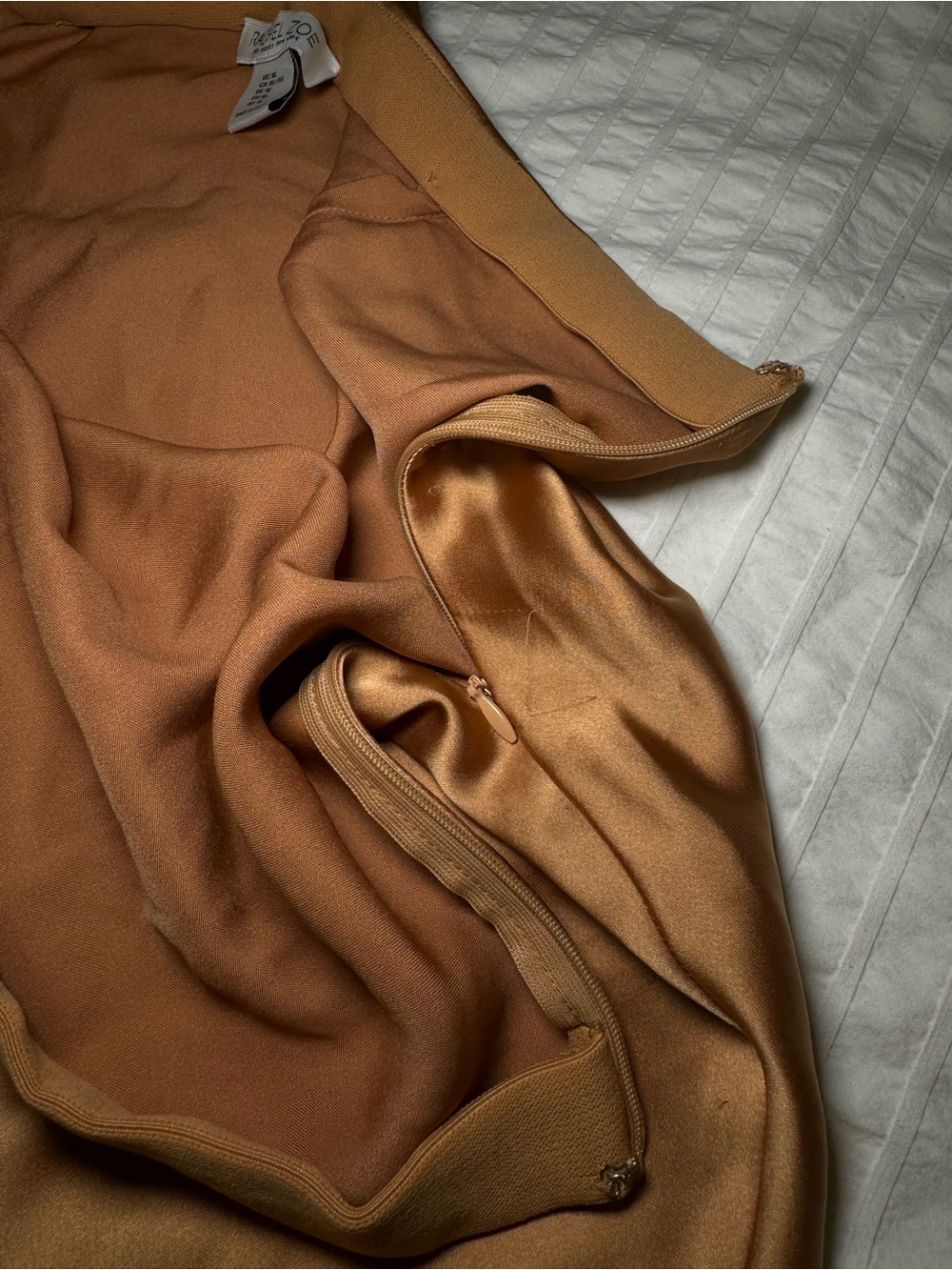 RACHEL ZOE Skirt Copper-Brown Satin A-Line Full Skirt XL Silk Comfortable Luxury - Picture 3 of 5